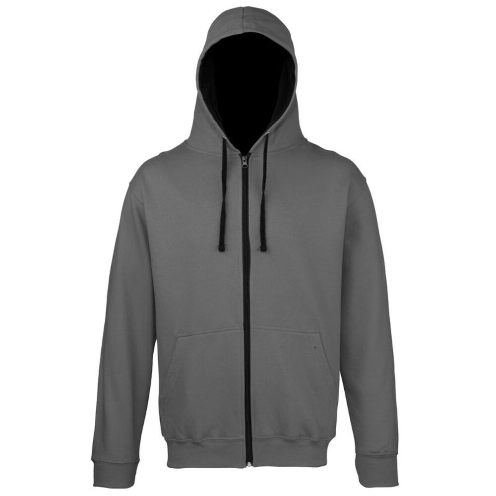 Awdis Mens Varsity  Sweatshirt Hoodie Zoodie 11 Colours  / Charcoal/ Jet Black
